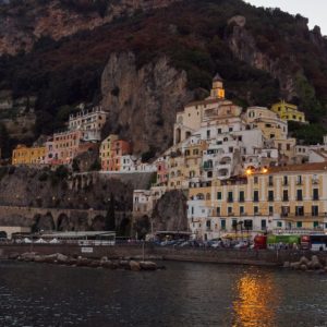 Amalfi, an Italian town at dusk