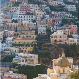 Close up of Positano and the famouse Saint Mary of the Assumption Church