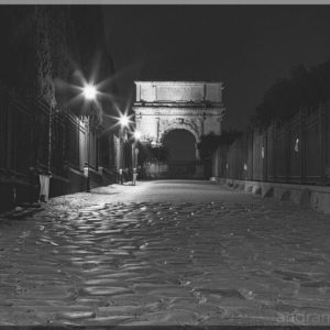 The Arch of Titus in Rome is silent and secluded at night