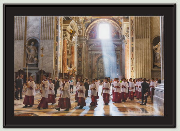 Altar boys procession in Saint Peter's Basilica in Vatican